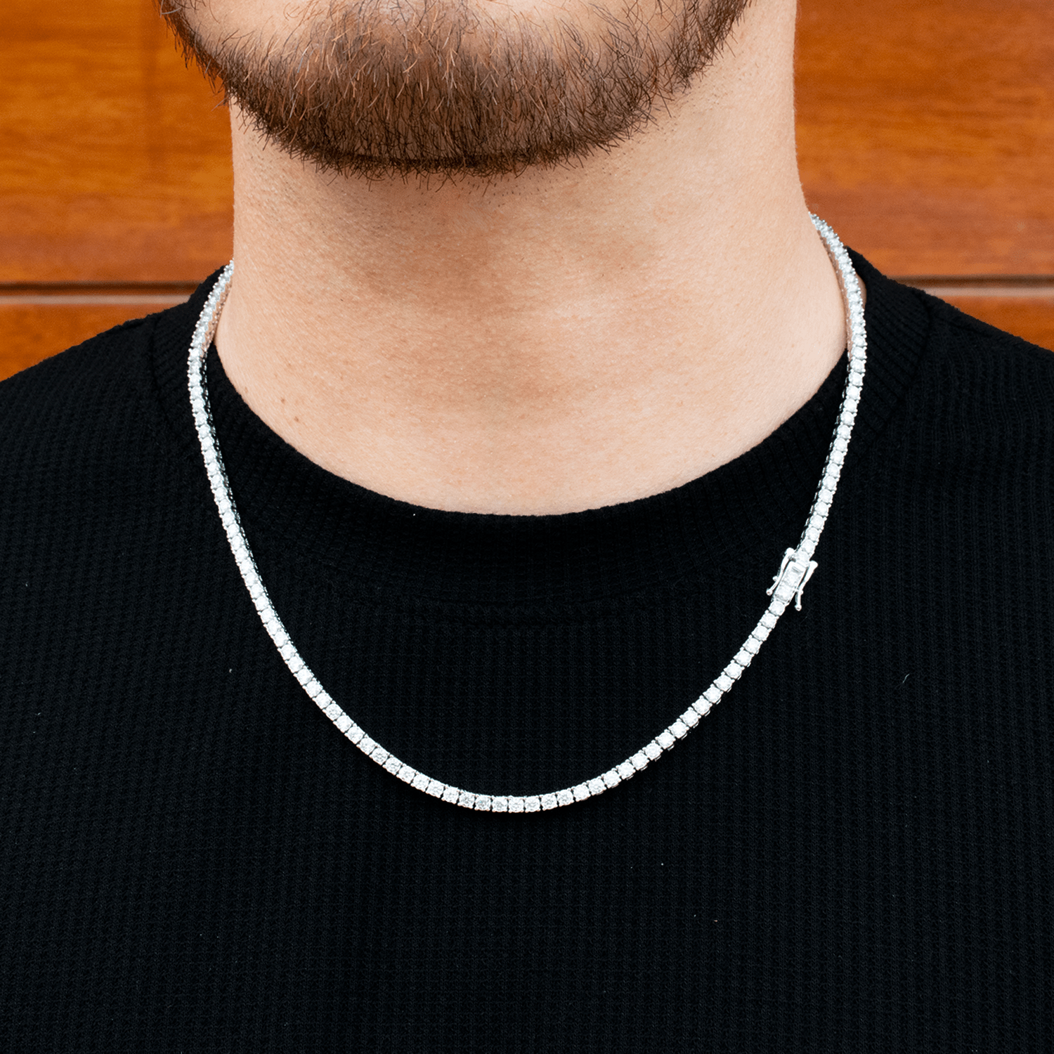 Collar Hombre Cadena Tenis Plata - 3mm/4mm, Circonitas, Estilo Hip Hop, Regalo Hombre