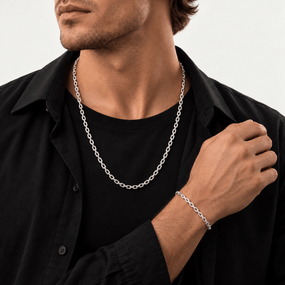Combo Hydra 4 mm – Cadena + Pulsera · Plata 950