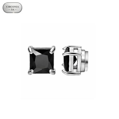Arete Draco Imantado 6mm/8mm - Acero Silver 316L * Circonia Black 5A