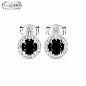 Astra Black Earring 6.5MM - 925 Silver * Moissanite