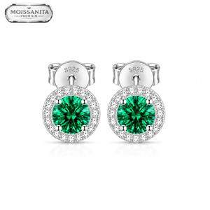 Arete Astra Green 6.5MM - 925 Silver * Moissanite