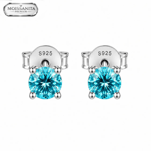 Blue Diamond Stud 5mm - 925 Silver * Moissanite
