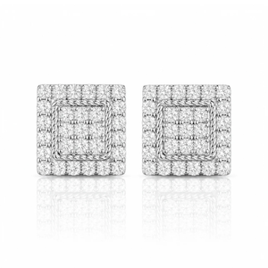 Cubic Stud Earring 10mm - 925 Silver * Moissanite