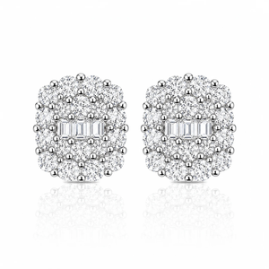 One Hundred Diamond 11mm Earring - 925 Silver * Moissanite
