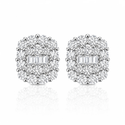 One Hundred Diamond 11mm Earring - 925 Silver * Moissanite