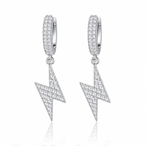 Thunder Earring 28mm - Sterling Silver 925 * Moissanite