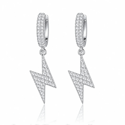 Thunder Earring 28mm - Sterling Silver 925 * Moissanite