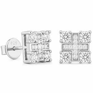 Arete Crosslight 9mm - Plata 925 * Moissanita