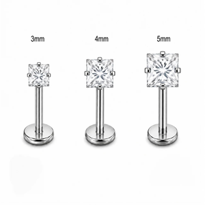 Spark 3mm/4mm/5mm - Piercing Titanio F136 * Moissanita