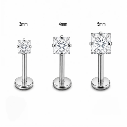 Spark 3mm/4mm/5mm - Piercing Titanio F136 * Moissanita