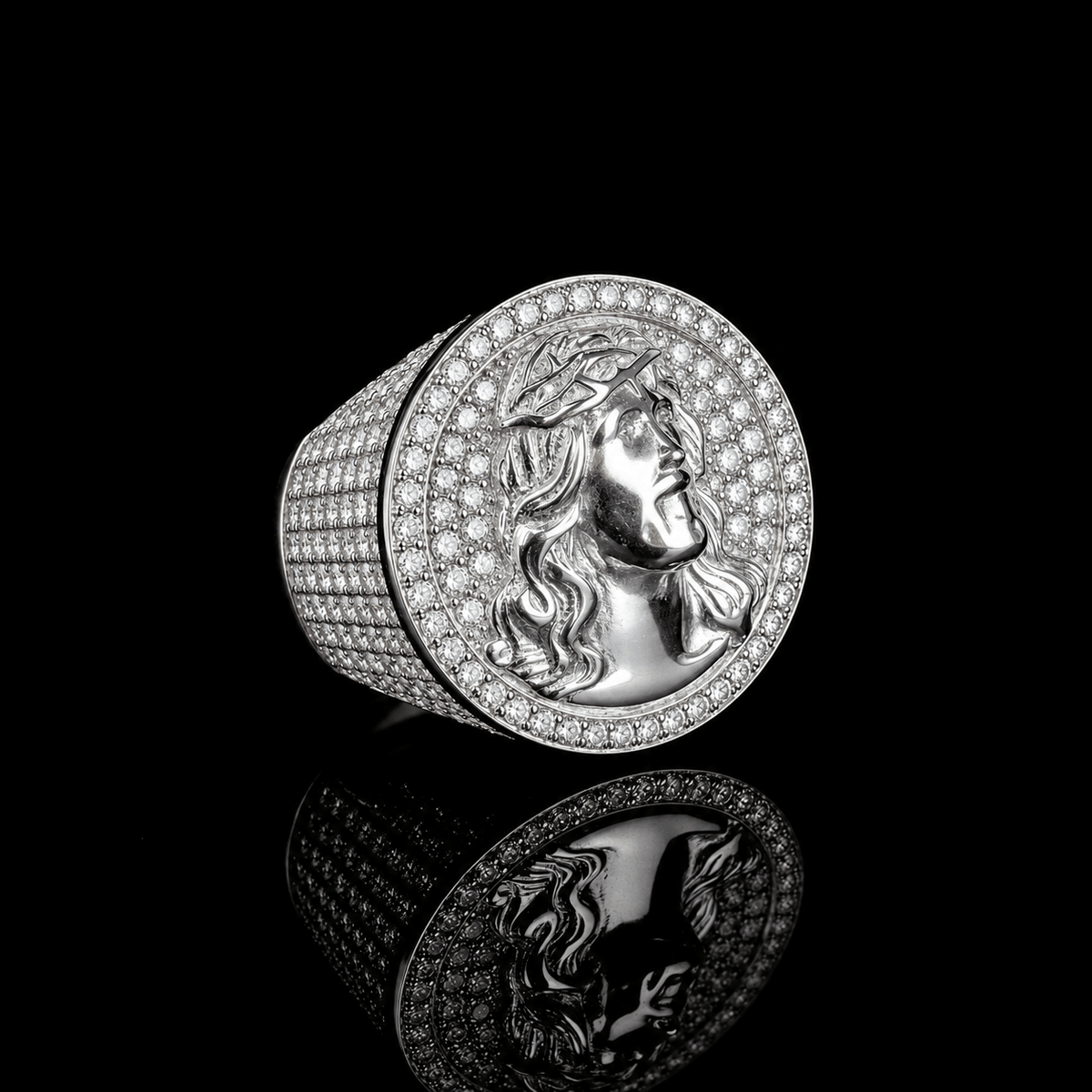 Anillo Cristo Diamond – Plata 925 con Moissanita – detalle 2