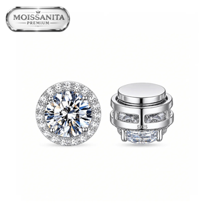Arete Astra Imantado 7.5mm - Plata 925 * Moissanita VVS1