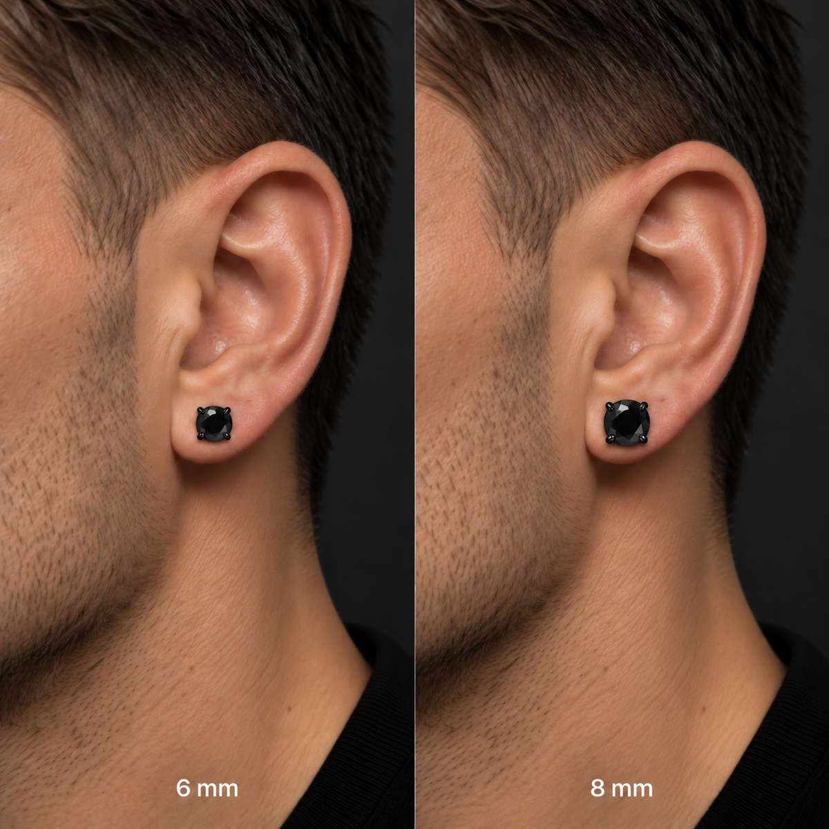 Arete Zeus Imantado 6mm/8mm – Acero Black 316L con Circonia Black 5A