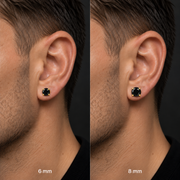 Arete Zeus Imantado 6mm/8mm – Acero Gold 316L con Circonia Black 5A