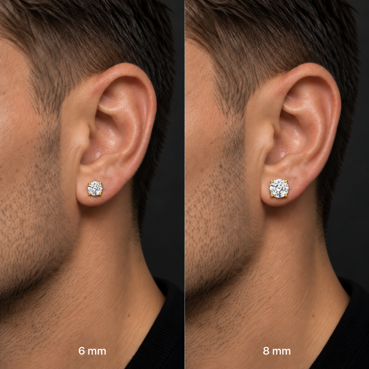 Arete Zeus Imantado 6mm/8mm – Acero Gold 316L con Circonia 5A