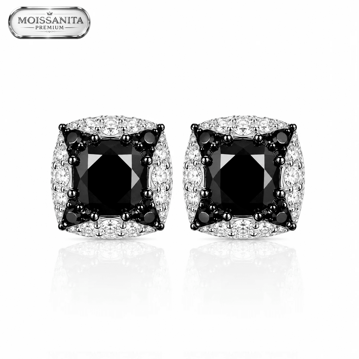 Arete MidNight 9mm – Plata 925 con Moissanita | Lion Luxury