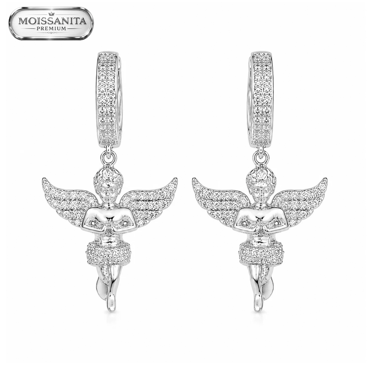 Arete Angel Divine 25mm – Plata 925 con Moissanita | Lion Luxury
