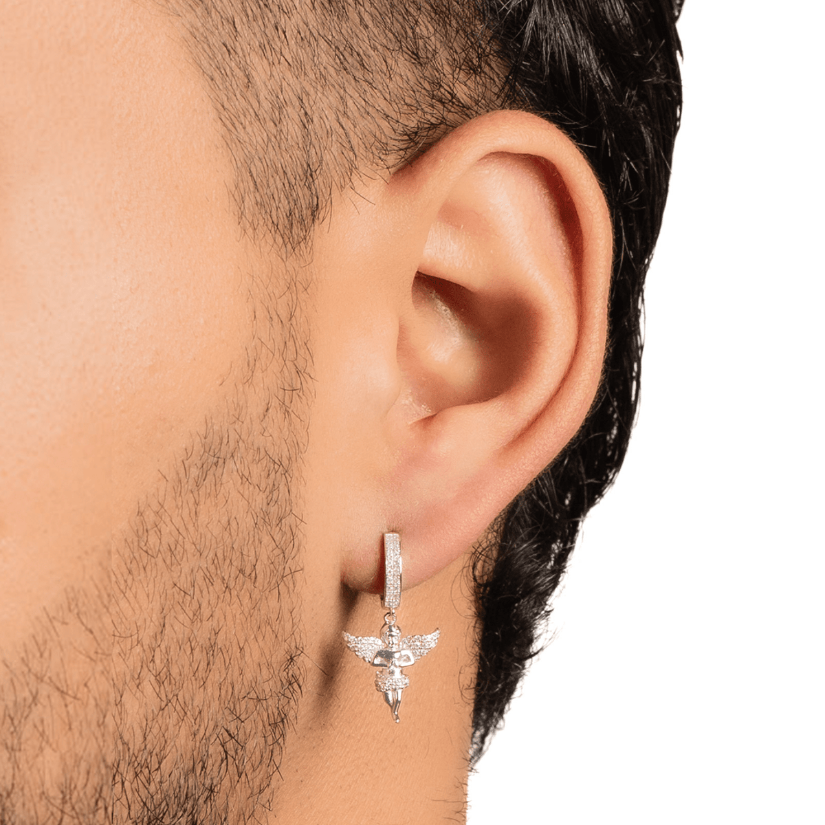 Arete Angel Divine 25mm – Plata 925 con Moissanita – detalle 3