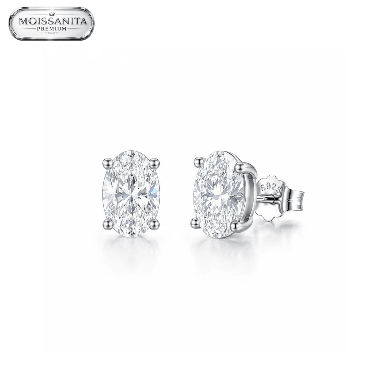 Arete Ovaline 4mm – Plata 925 con Moissanita | Lion Luxury