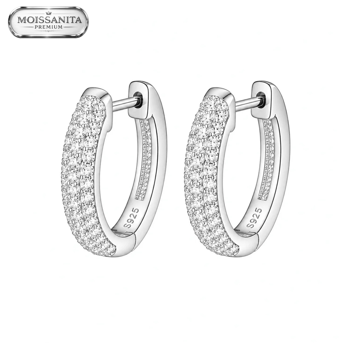 Arete Infinity 14mm – Plata 925 con Moissanita | Lion Luxury