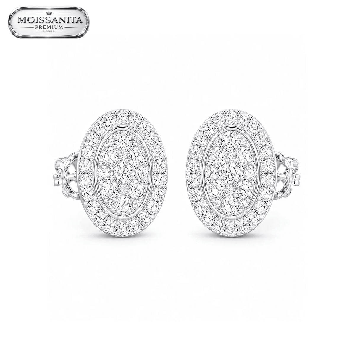Arete Oval Ice 9.5mm – Plata 925 con Moissanita | Lion Luxury