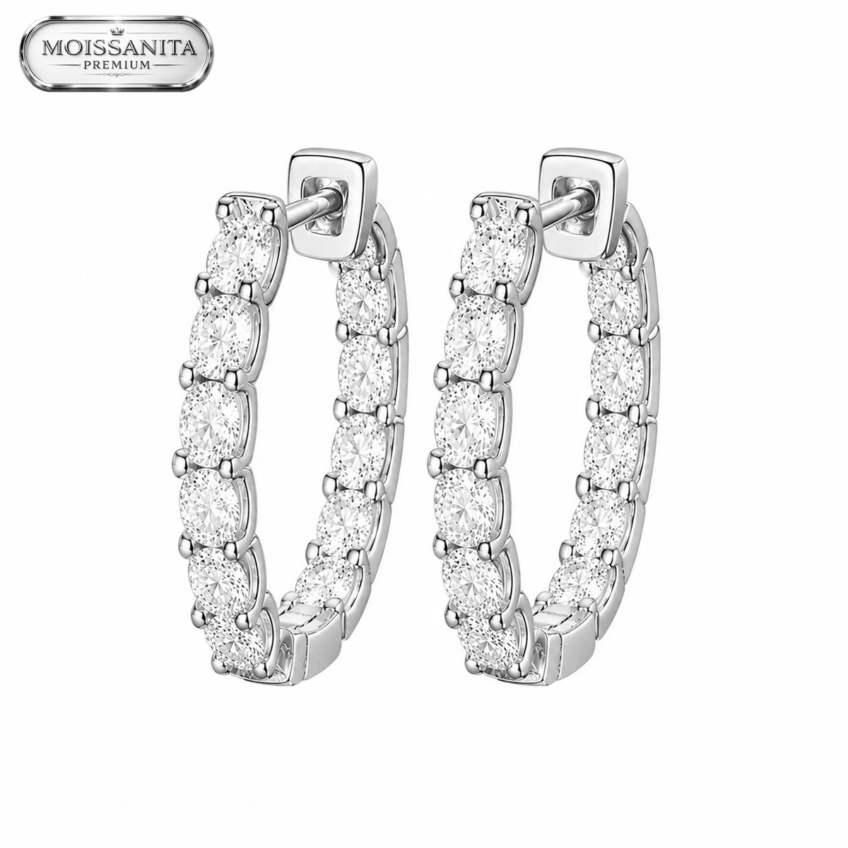 Arete Nebula 19mm – Plata 925 con Moissanita | Lion Luxury