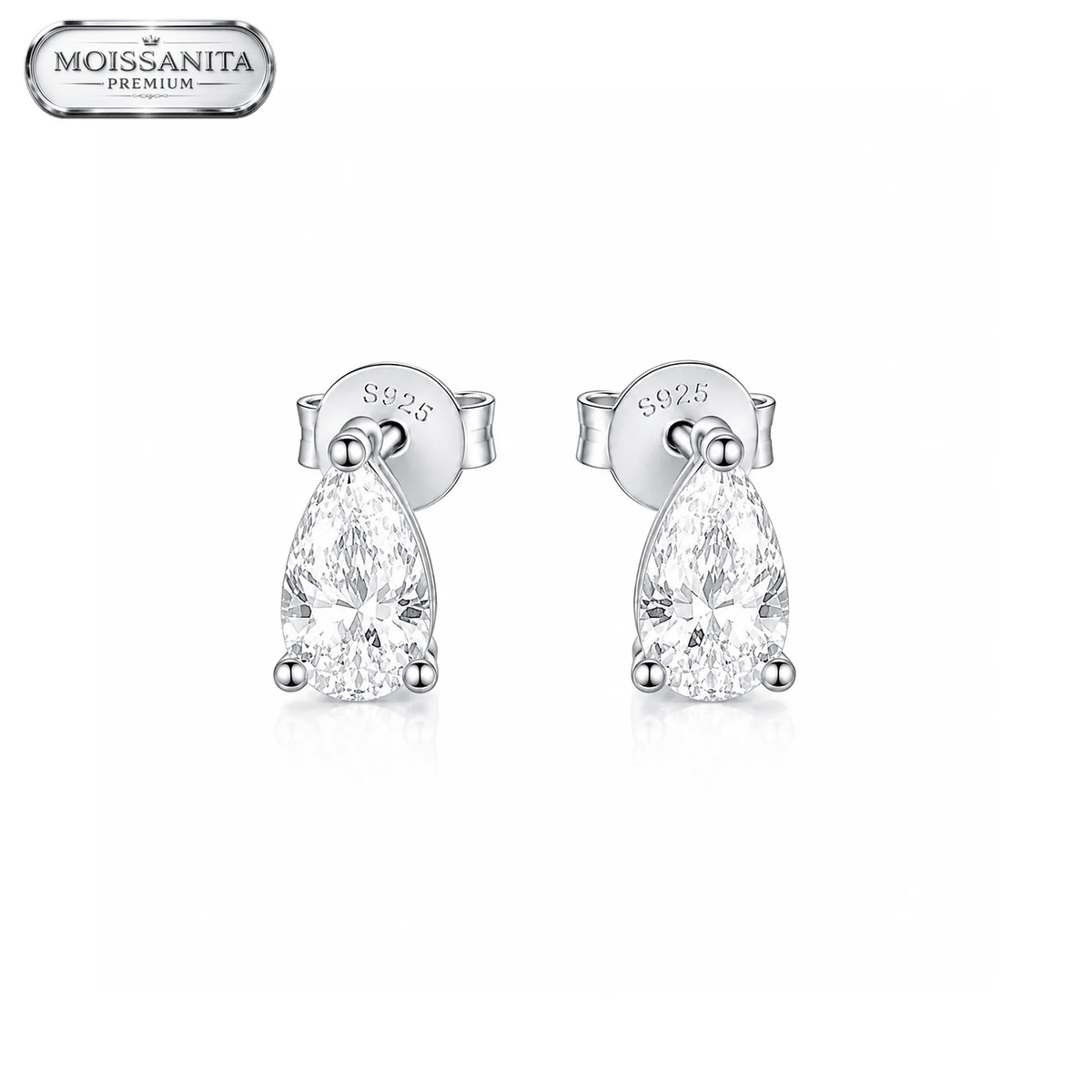 Arete Perline 4mm – Plata 925 con Moissanita | Lion Luxury