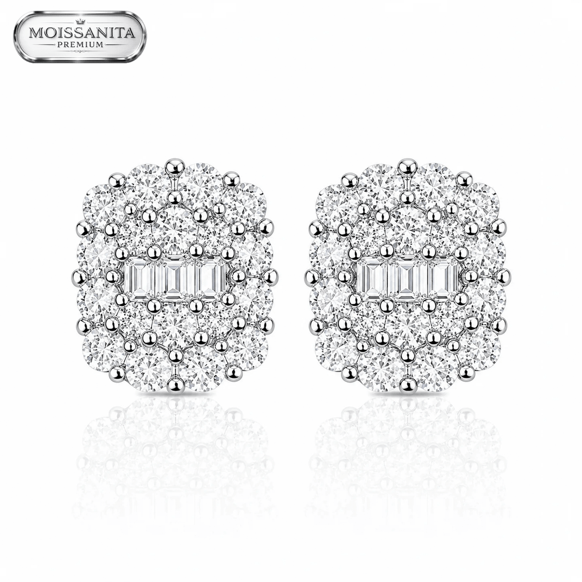 Arete One Hundred Diamond 11mm – Plata 925 con Moissanita | Lion Luxury