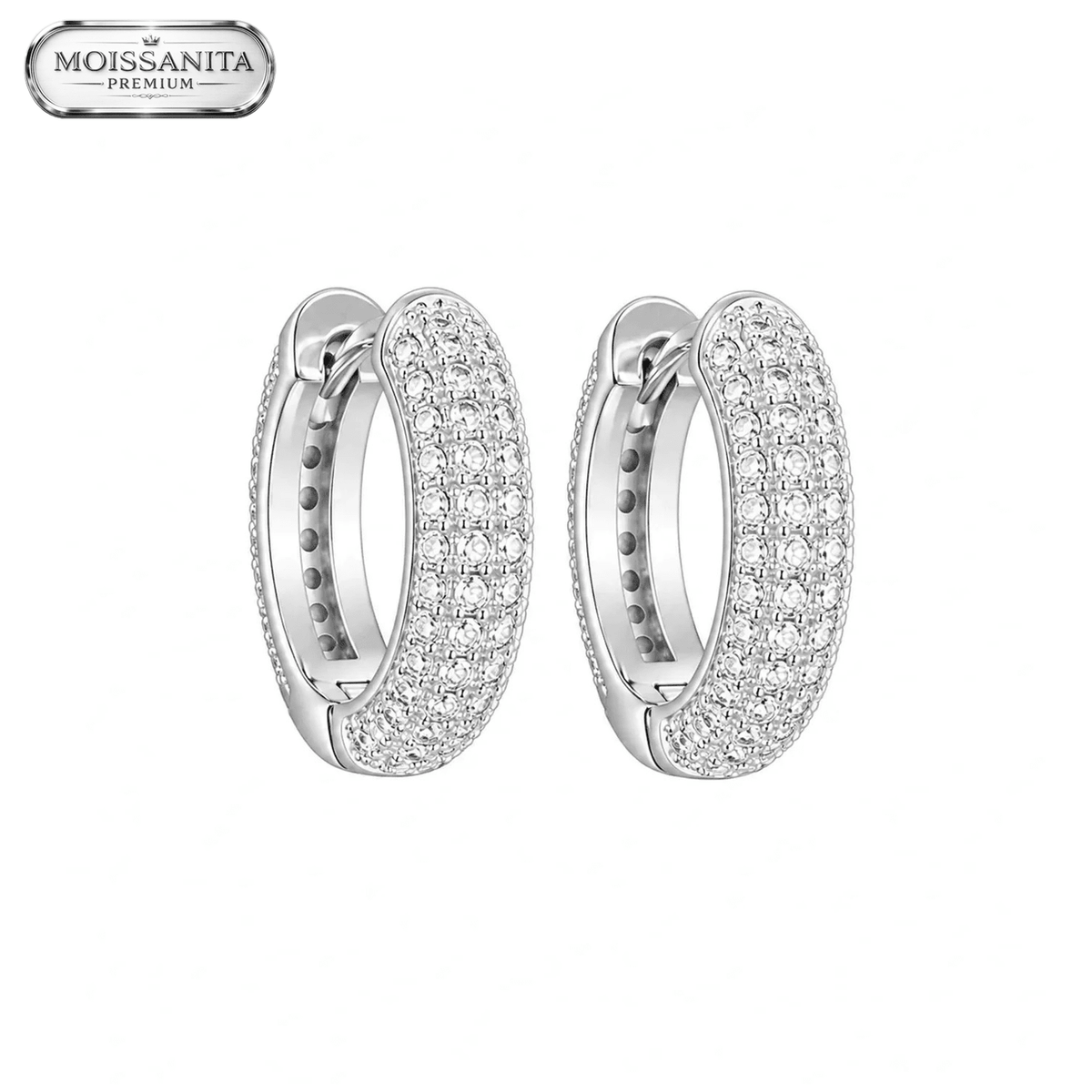 Arete Mónaco 12mm – Plata 925 con Moissanita | Lion Luxury
