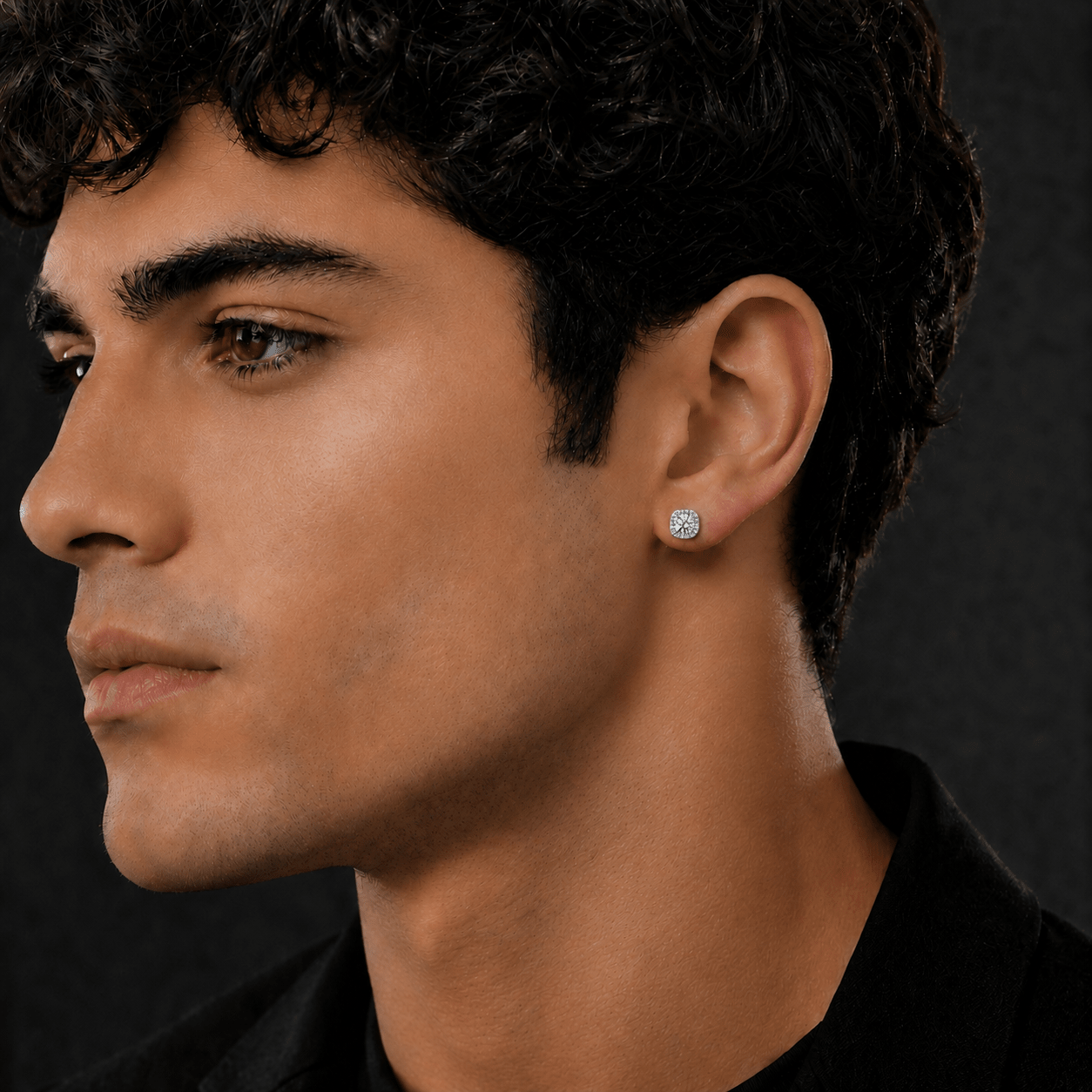 Arete Phoenix Imantado 7.5mm – Plata 925 con Moissanita – detalle 2