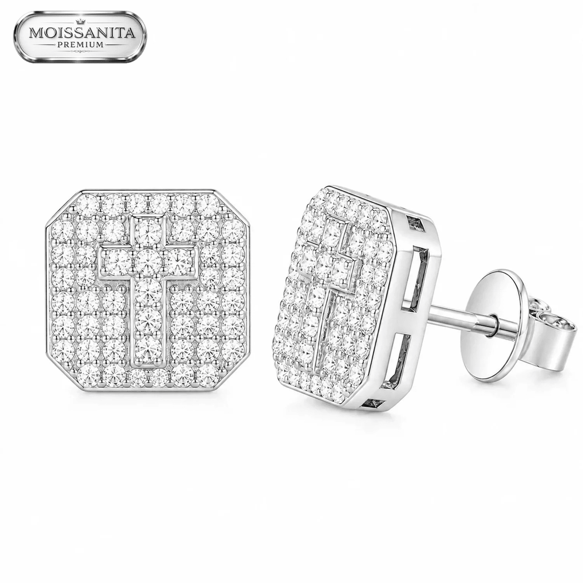Arete Trinity Glow 9mm – Plata 925 con Moissanita | Lion Luxury