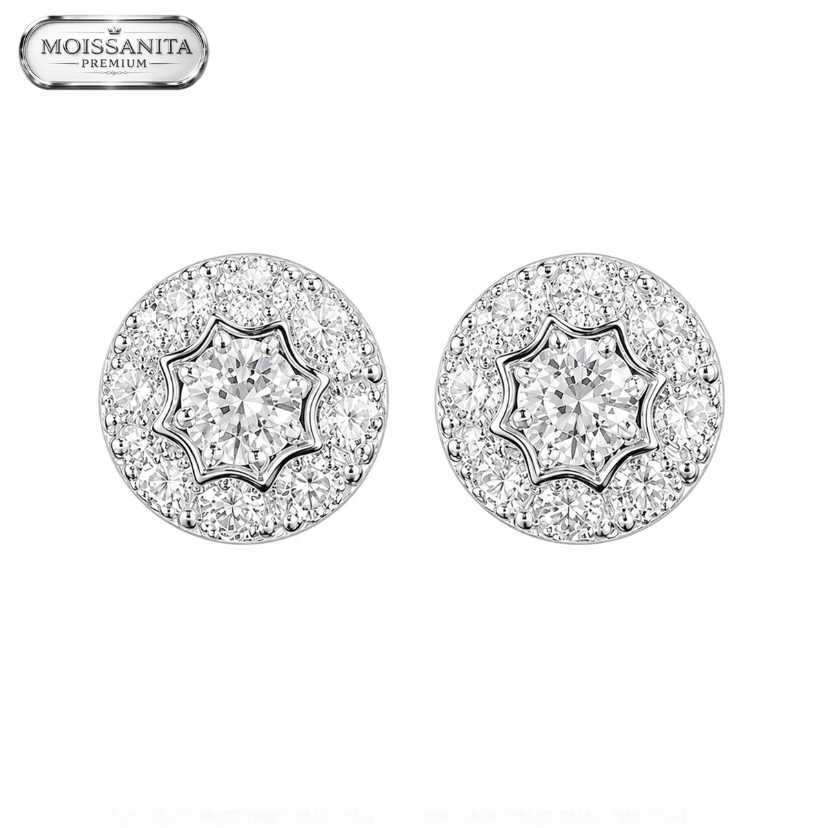 Arete Star Shine 10mm – Plata 925 con Moissanita | Lion Luxury