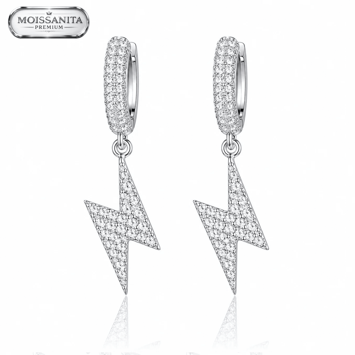 Arete Thunder 28mm – Plata 925 con Moissanita | Lion Luxury