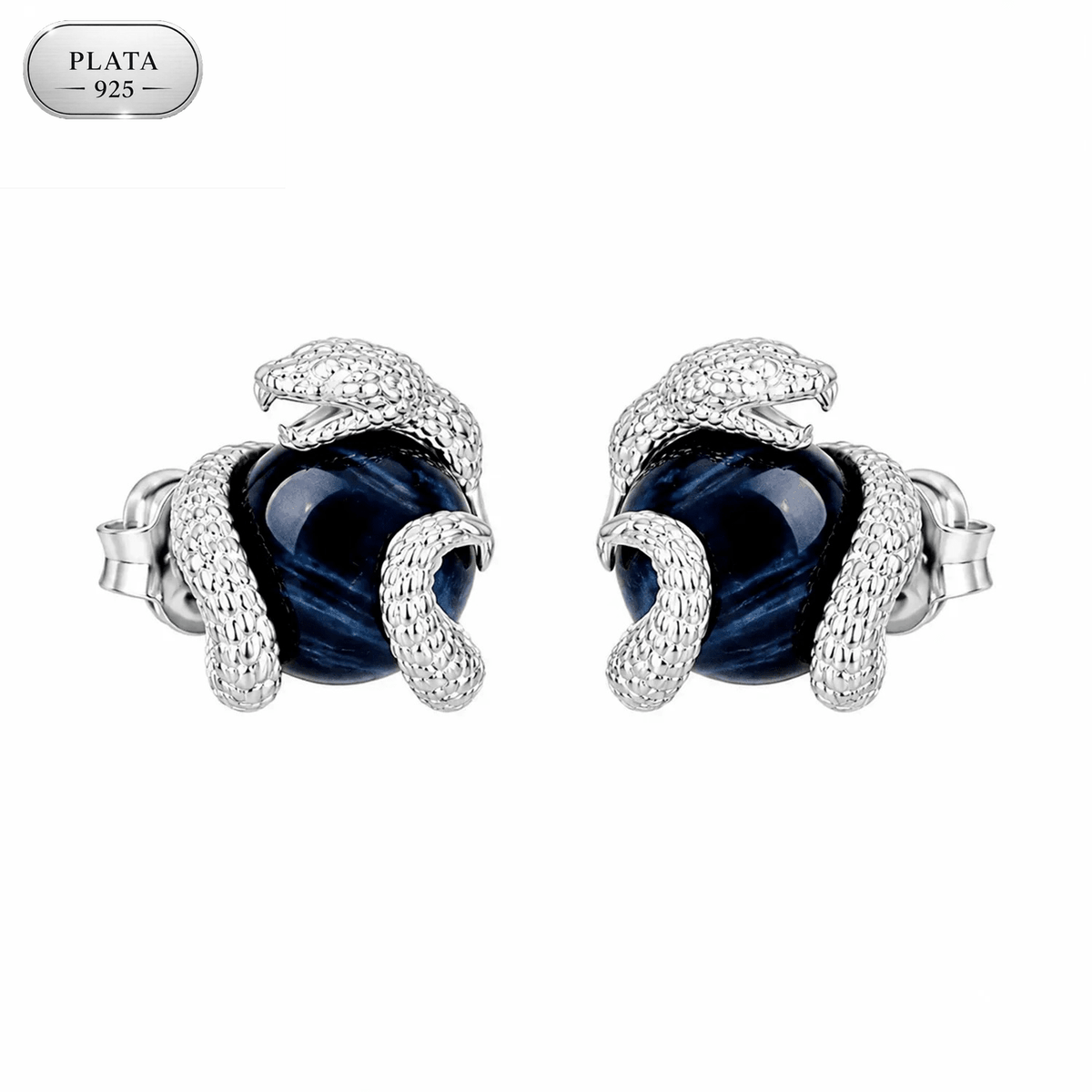Arete VenomStone 7.5mm – Plata 925 con Tiger Eye – detalle 3