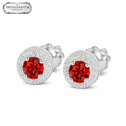 Arete Astra Red 6.5mm – Plata 925 con Moissanita | Lion Luxury