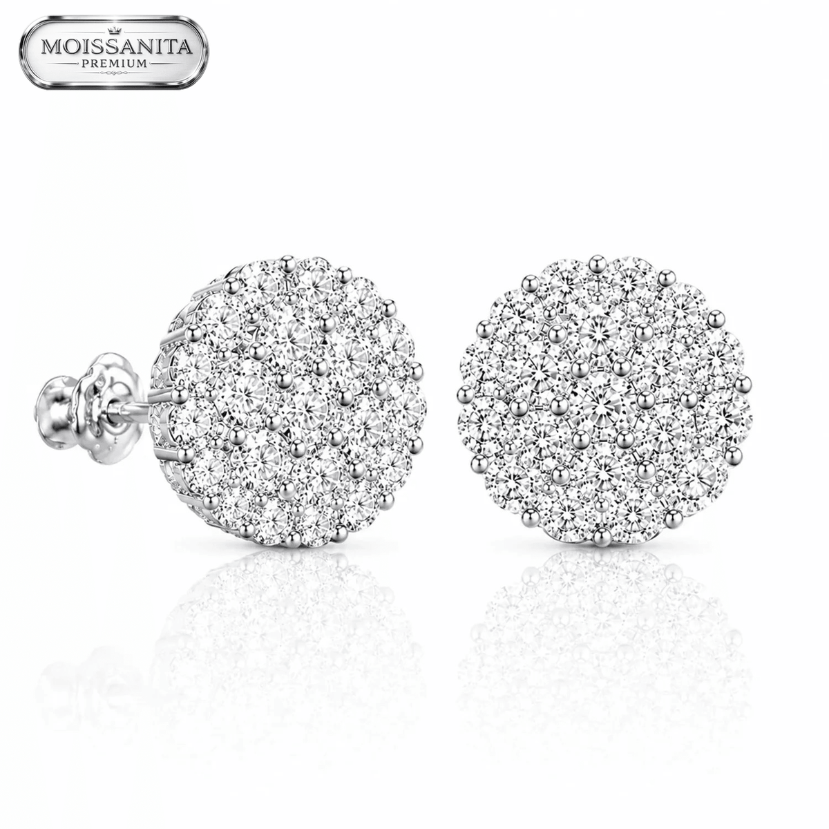 Arete Diamond Frost 10mm – Plata 925 con Moissanita | Lion Luxury