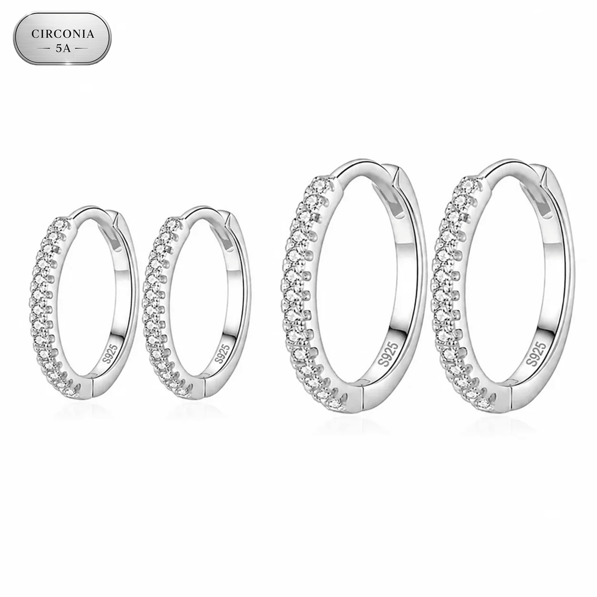 Arete Omega 12mm/14mm – Plata 925 con Circonia 5A – detalle 4