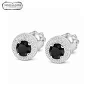 Arete Astra Black 6.5mm – Plata 925 con Moissanita | Lion Luxury
