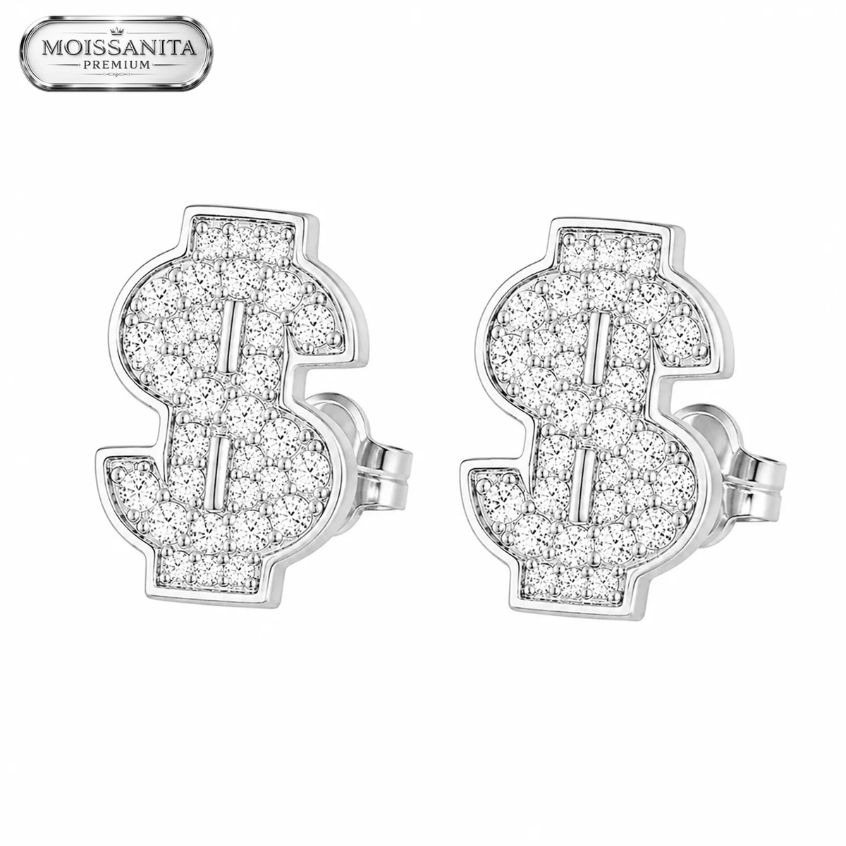 Arete Dollar 13mm – Plata 925 con Moissanita | Lion Luxury