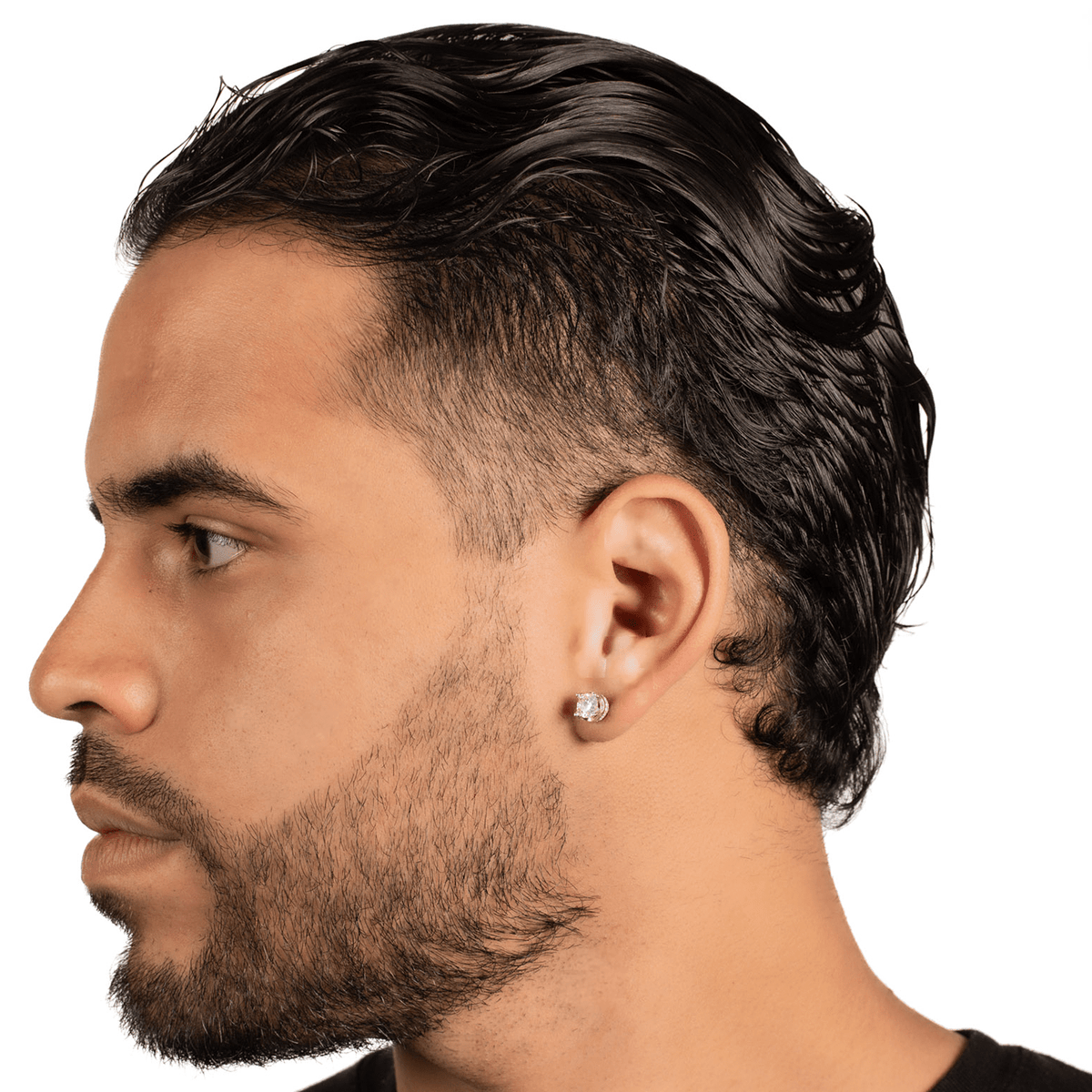 Arete Imperial 8mm – Plata 925 con Moissanita – detalle 5