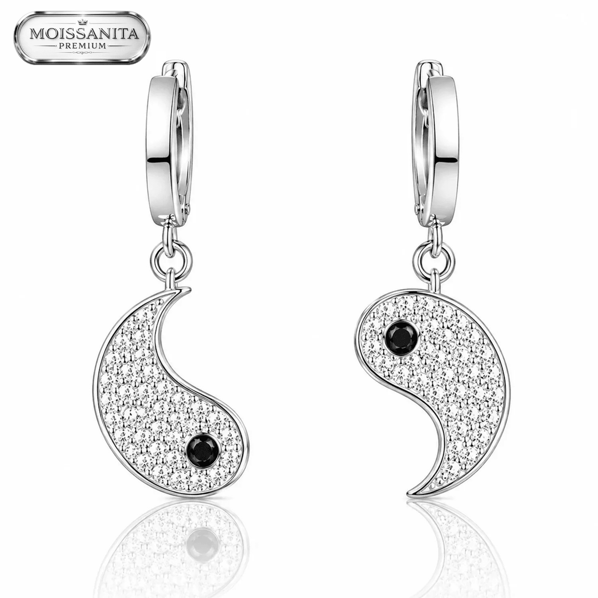 Arete Yinyang 26mm – Plata 925 con Moissanita | Lion Luxury