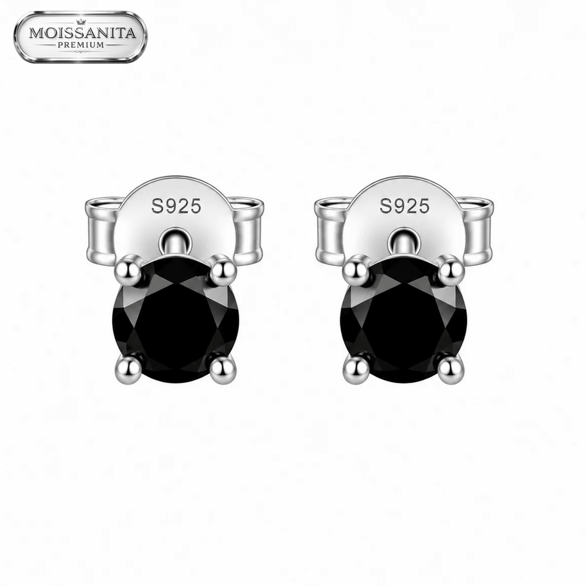 Arete Black Diamond 5mm – Plata 925 con Moissanita | Lion Luxury