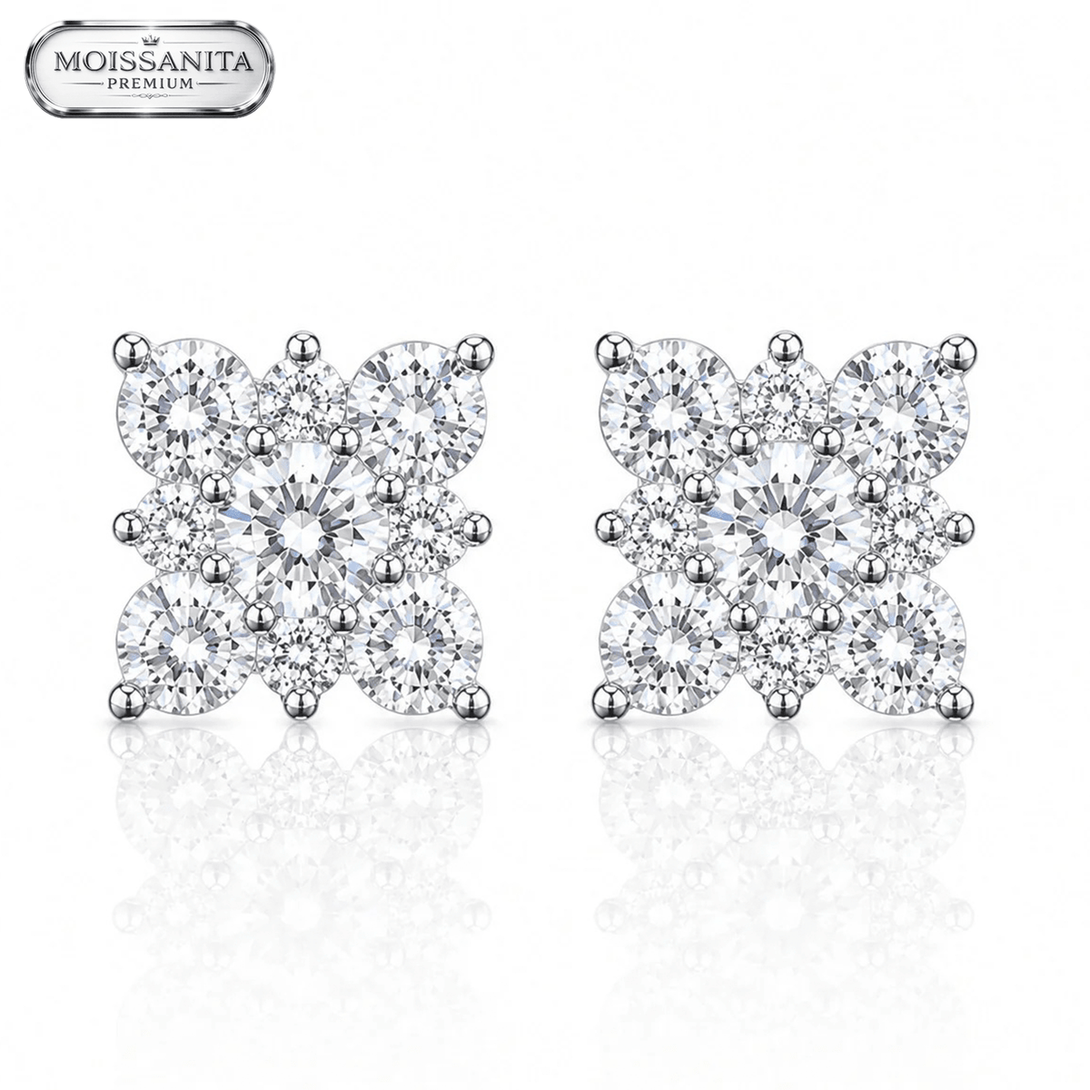 Arete Snow Ice 9.5mm – Plata 925 con Moissanita | Lion Luxury