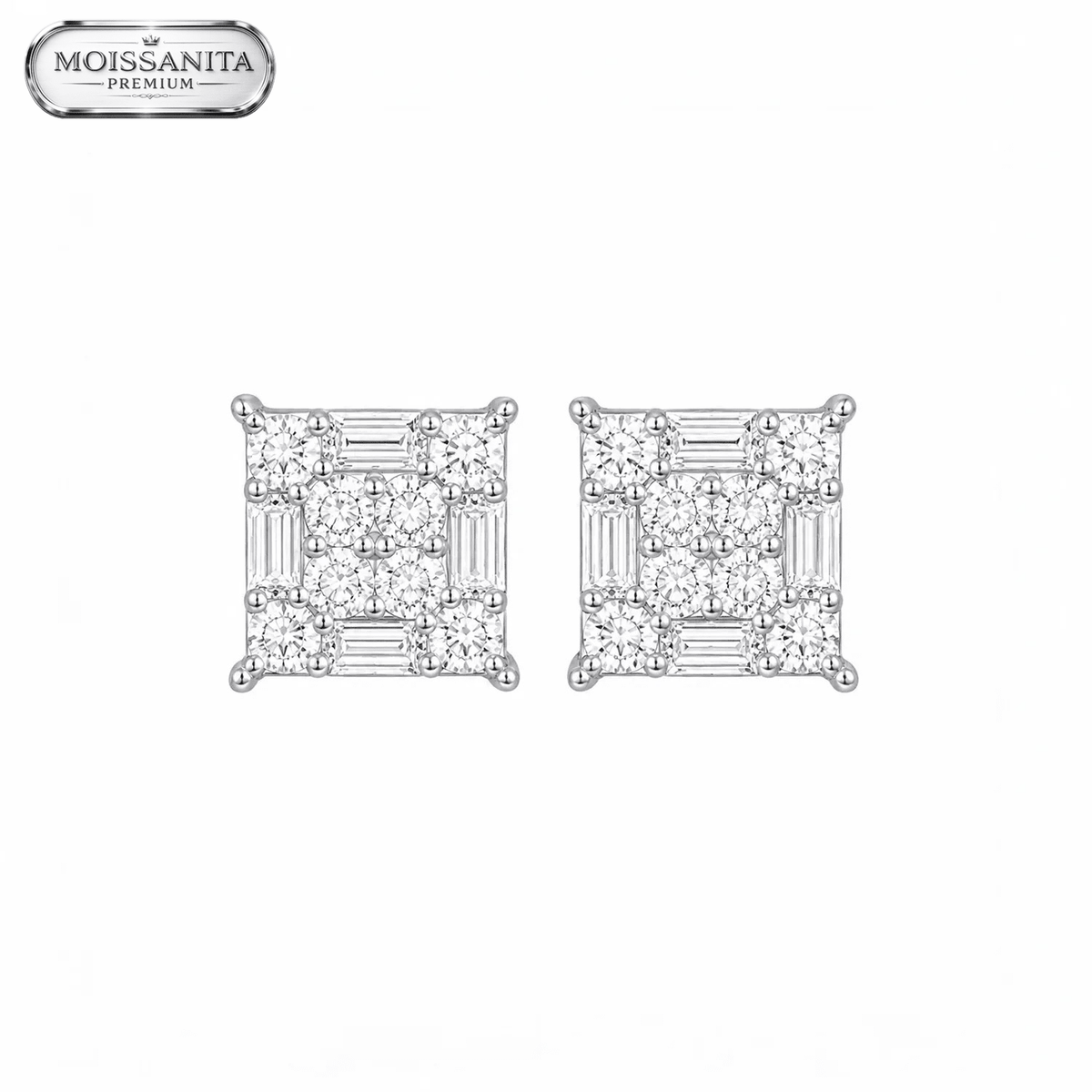 Arete Crystal Grid 6mm – Plata 925 con Moissanita | Lion Luxury