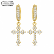 Arete Cross Gotic 29.5mm – Plata 925 con Moissanita – detalle 3