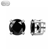 Arete Zeus Imantado 6mm/8mm – Acero Silver 316L con Circonia Black 5A – detalle 3