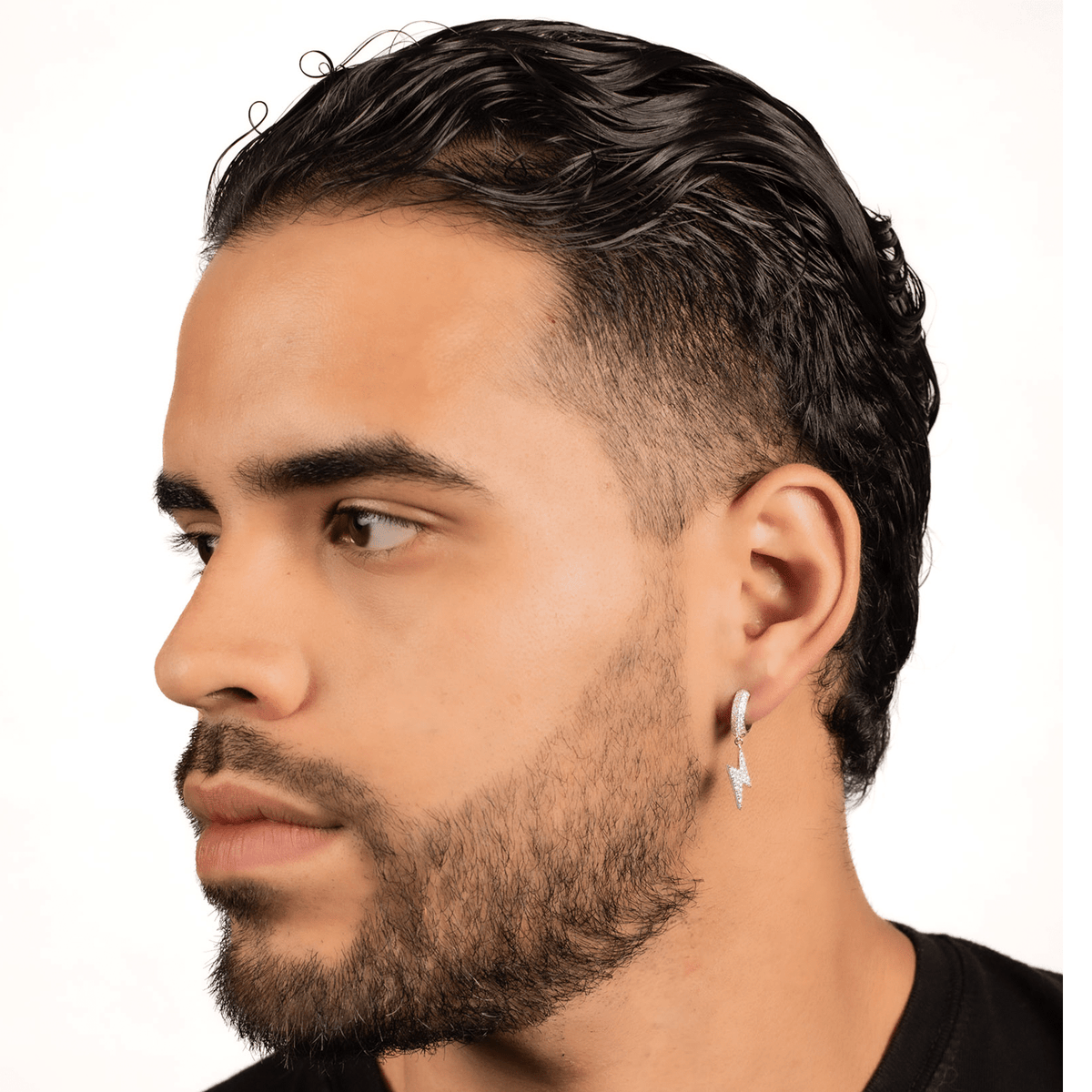 Arete Thunder 28mm – Plata 925 con Moissanita – detalle 3