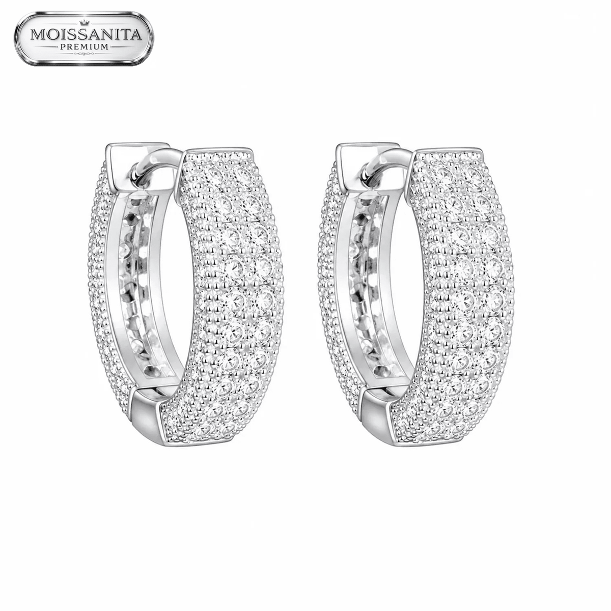 Arete Legend 14mm – Plata 925 con Moissanita | Lion Luxury