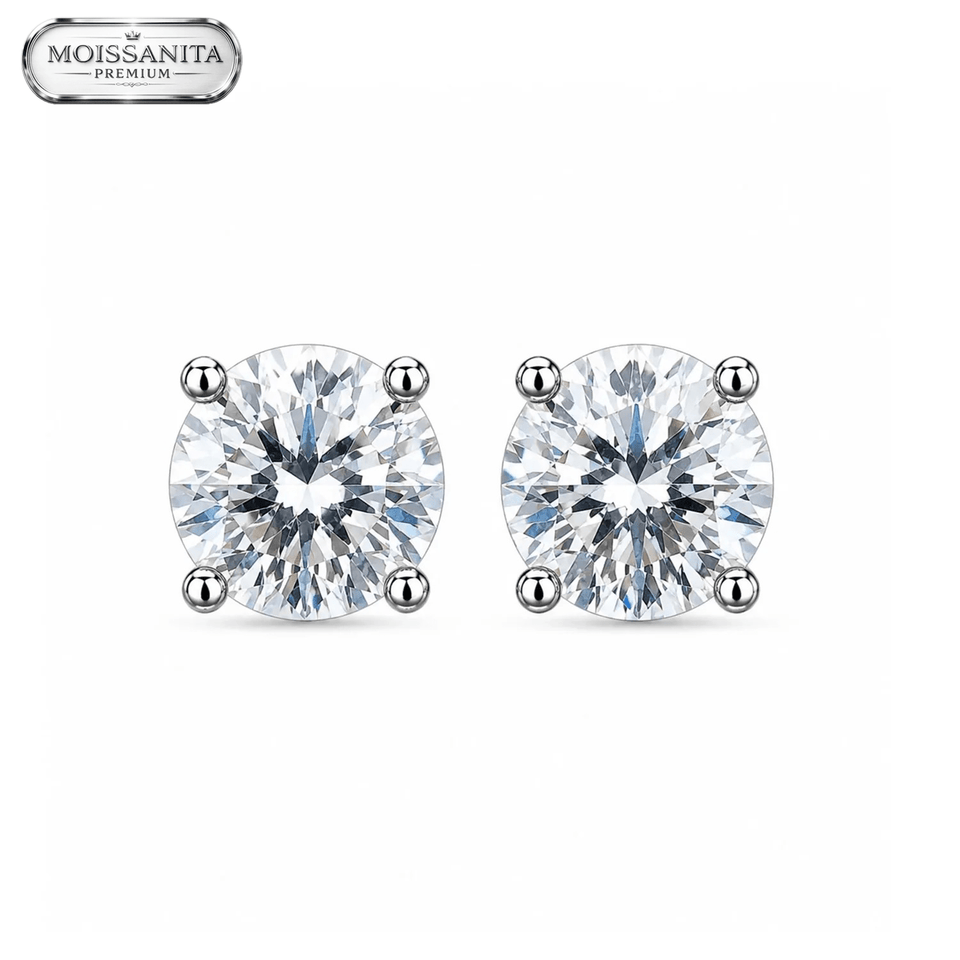 Arete Diamond 7mm – Plata 925 con Moissanita | Lion Luxury