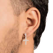 Arete Divine Cross 21mm – Plata 925 con Moissanita – detalle 4